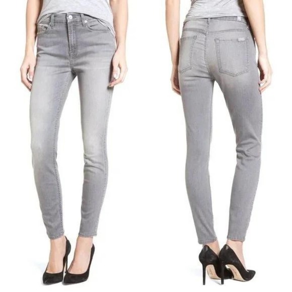 7 For All Mankind Denim - 7 For All Mankind Gray The High Waist Ankle Skinny Jeans Sz 28 EH